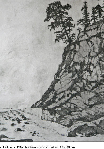 - Steilufer -  1987  Radierung von 2 Platten  40 x 30 cm