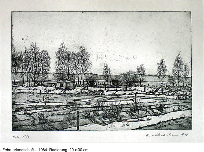 - Februarlandschaft -  1984  Radierung  20 x 30 cm