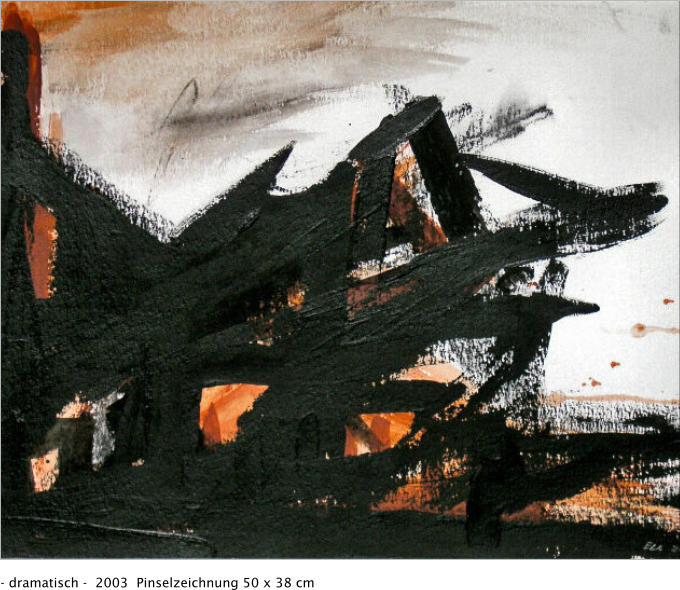 - dramatisch -  2003  Pinselzeichnung 50 x 38 cm