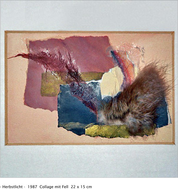 - Herbstlicht -  1987  Collage mit Fell  22 x 15 cm